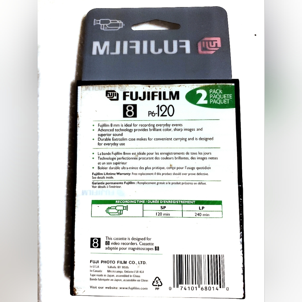 New 2 Pack Fujifilm 8mm P6-120 Video Camcorder Cassette Tape - Picture 2 of 2